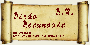 Mirko Mićunović vizit kartica
